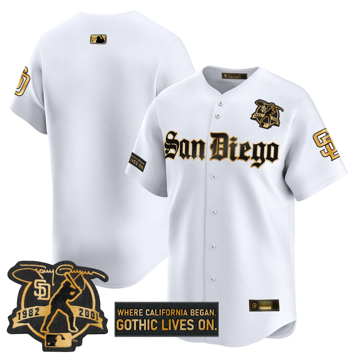 Men's San Diego Padres 'Gothic Edition' Gold Vapor Premier Limited Jersey - All Stitched