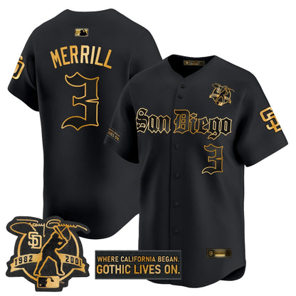 Men's San Diego Padres 'Gothic Edition' Gold Vapor Premier Limited Jersey - All Stitched