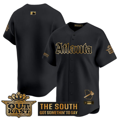 Men's Atlanta Braves 'Gothic South x Outkast Edition' Gold Vapor Premier Limited Jersey - All Stitched