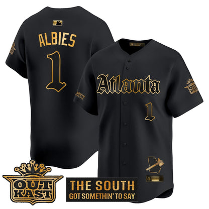 Men's Atlanta Braves 'Gothic South x Outkast Edition' Gold Vapor Premier Limited Jersey - All Stitched