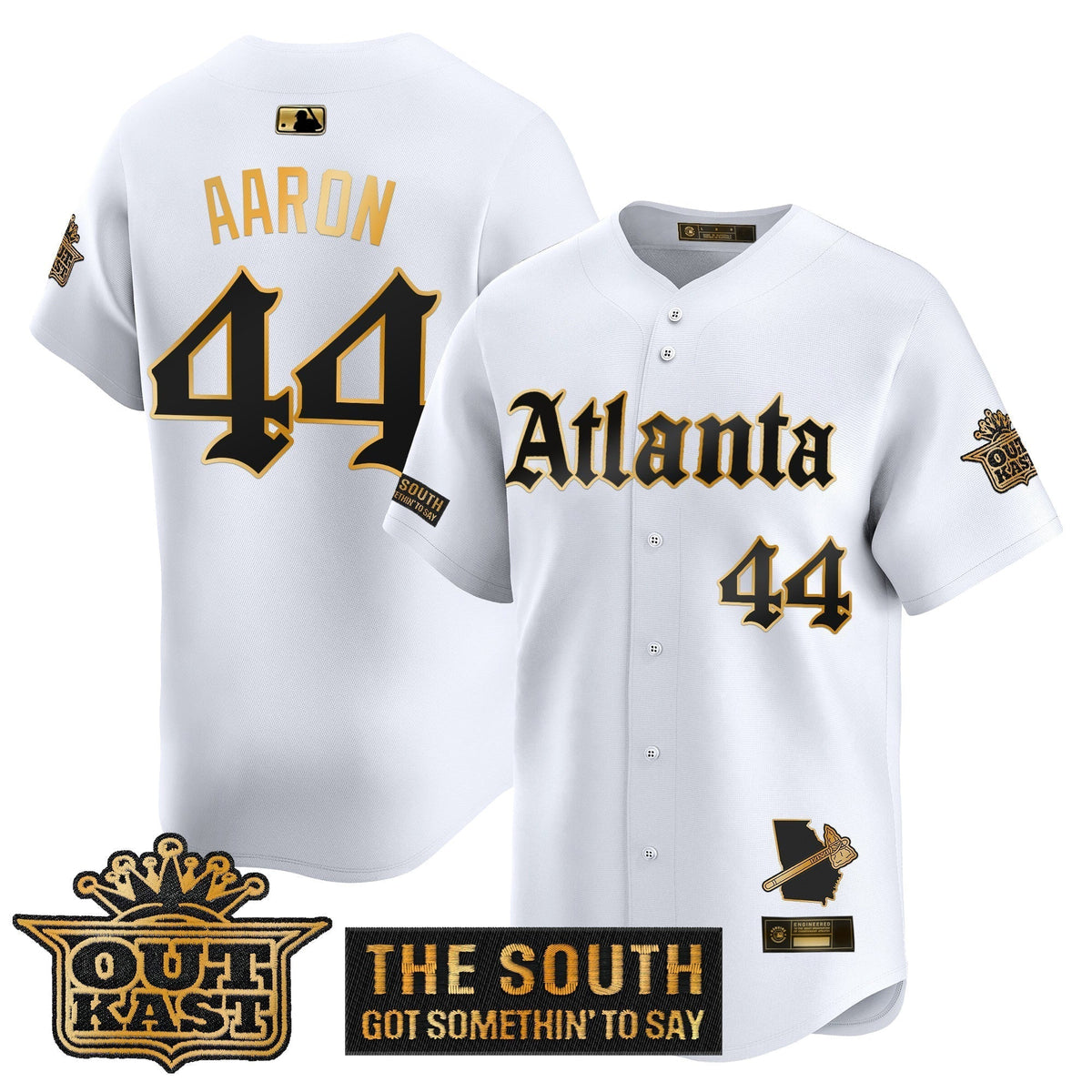 Men's Atlanta Braves 'Gothic South x Outkast Edition' Gold Vapor Premier Limited Jersey - All Stitched