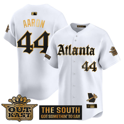 Men's Atlanta Braves 'Gothic South x Outkast Edition' Gold Vapor Premier Limited Jersey - All Stitched