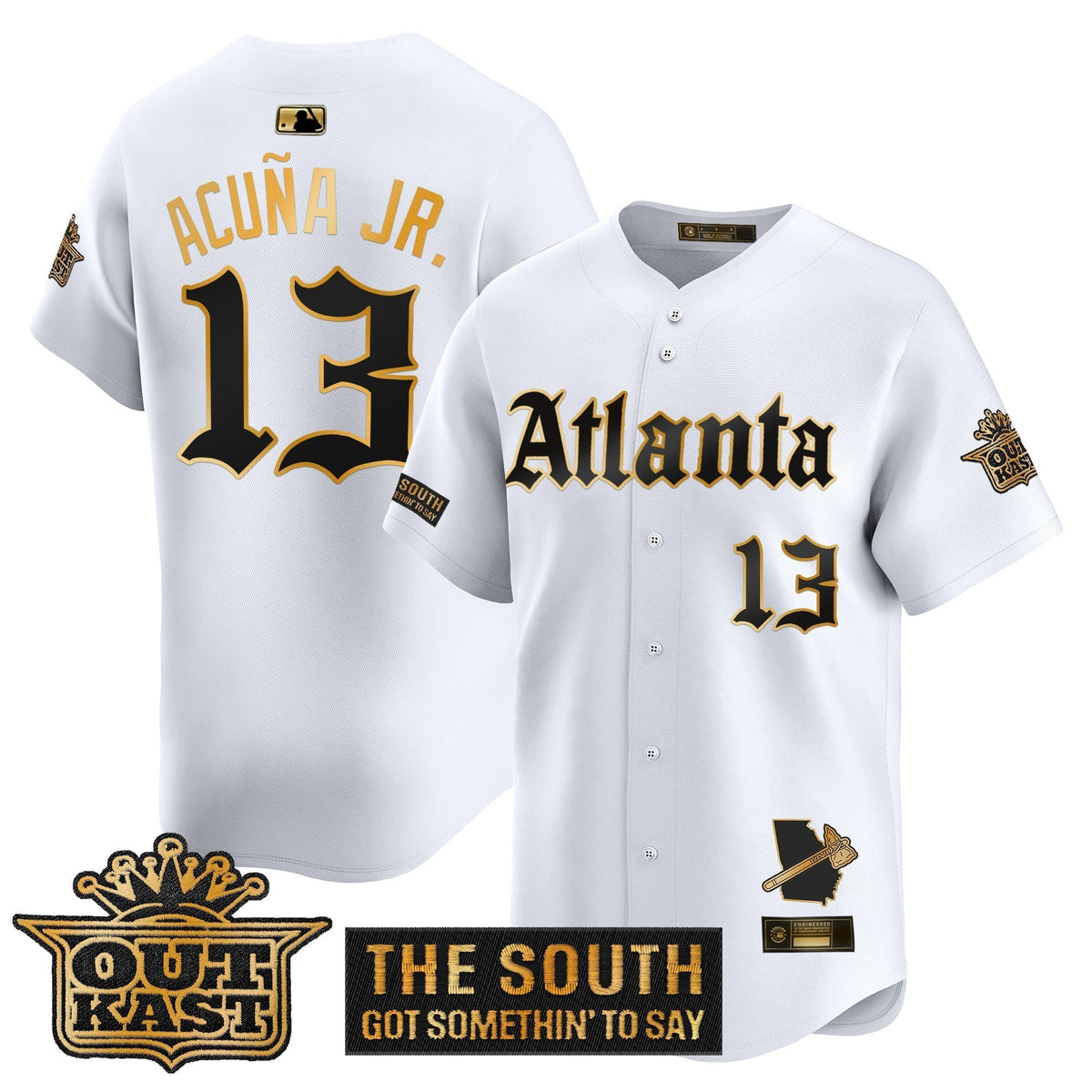 Men's Atlanta Braves 'Gothic South x Outkast Edition' Gold Vapor Premier Limited Jersey - All Stitched