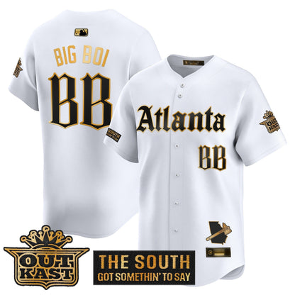 Men's Atlanta Braves 'Gothic South x Outkast Edition' Gold Vapor Premier Limited Jersey - All Stitched