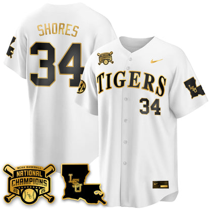 LSU 2025 World Series Champions Limited Gold Jersey - Stitched