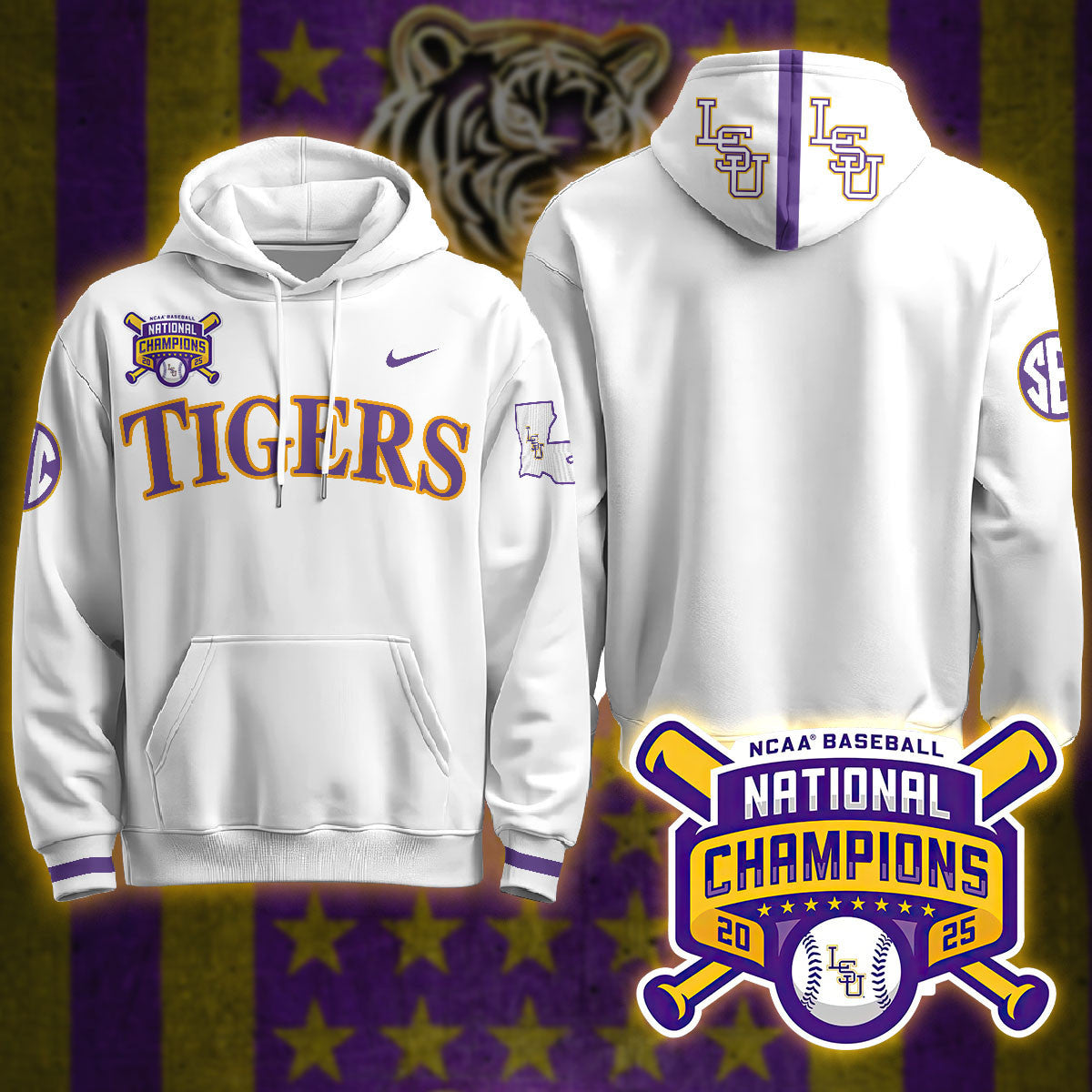 LSU 2025 World Series Champions Limited Hoodie - Stitched