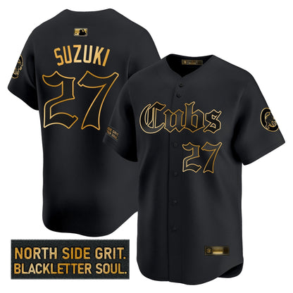 Men's Chicago Cubs 'Gothic North Side Edition' Gold Vapor Premier Limited Jersey - All Stitched