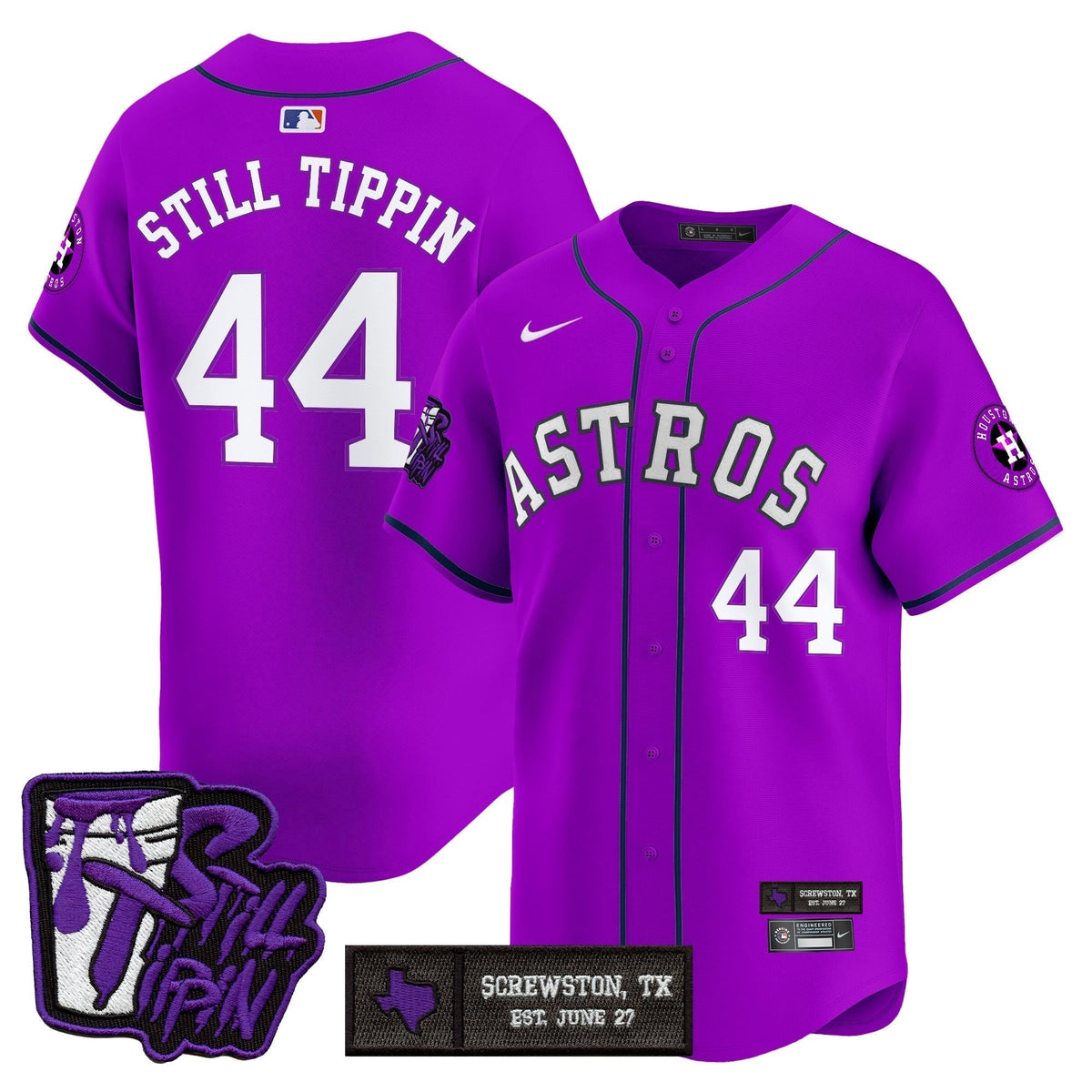 Men's Houston Astros DJ Screw Still Tippin Purple Patch Vapor Premier Limited Jersey - All Stitched