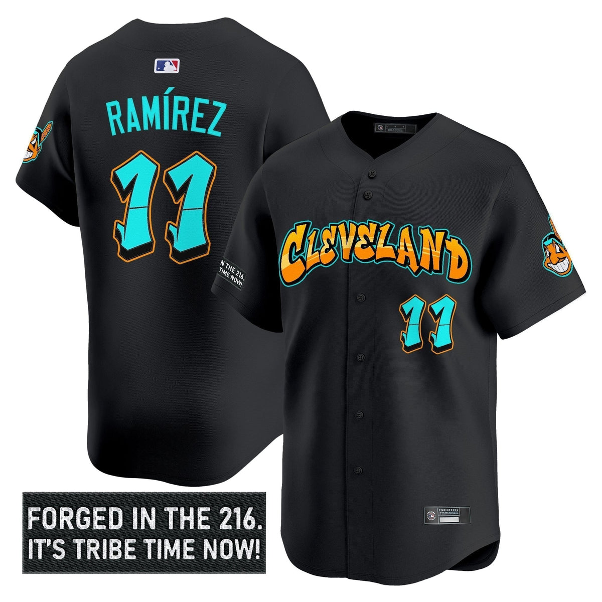 Men's Cleveland Indians 'Graffiti 216 Ink Edition' Vapor Premier Limited Jersey - All Stitched