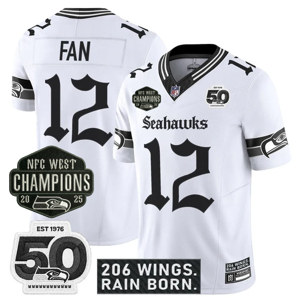 SEA 2026 NFC West Champions 'Gothic Rain City Shadows Edition' Jersey - 50th Anniversary Patch - Stitched