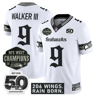 SEA 2026 NFC West Champions 'Gothic Rain City Shadows Edition' Jersey - 50th Anniversary Patch - Stitched
