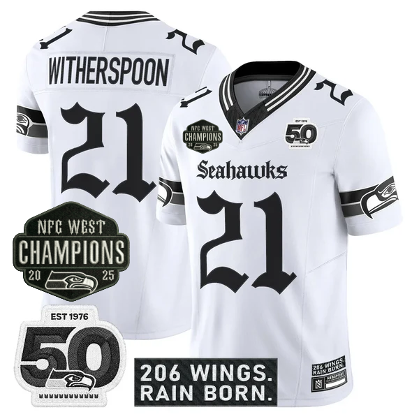 SEA 2026 NFC West Champions 'Gothic Rain City Shadows Edition' Jersey - 50th Anniversary Patch - Stitched