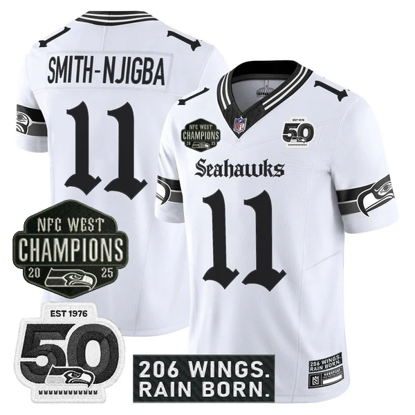 SEA 2026 NFC West Champions 'Gothic Rain City Shadows Edition' Jersey - 50th Anniversary Patch - Stitched