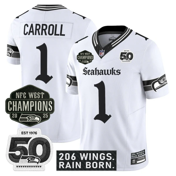 SEA 2026 NFC West Champions 'Gothic Rain City Shadows Edition' Jersey - 50th Anniversary Patch - Stitched