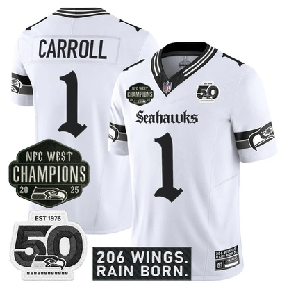SEA 2026 NFC West Champions 'Gothic Rain City Shadows Edition' Jersey - 50th Anniversary Patch - Stitched