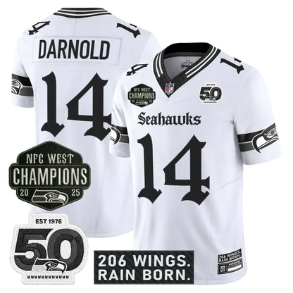 SEA 2026 NFC West Champions 'Gothic Rain City Shadows Edition' Jersey - 50th Anniversary Patch - Stitched