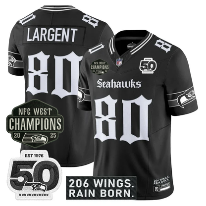 SEA 2026 NFC West Champions 'Gothic Rain City Shadows Edition' Jersey - 50th Anniversary Patch - Stitched
