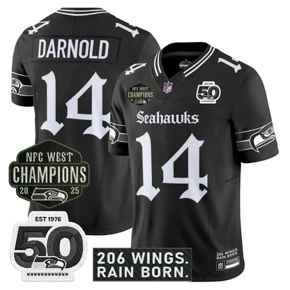 SEA 2026 NFC West Champions 'Gothic Rain City Shadows Edition' Jersey - 50th Anniversary Patch - Stitched