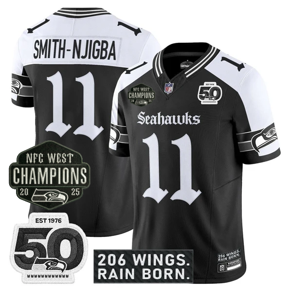 SEA 2026 NFC West Champions 'Gothic Rain City Shadows Edition' Jersey - 50th Anniversary Patch - Stitched