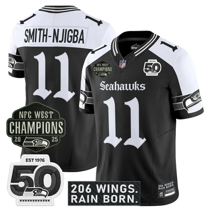 SEA 2026 NFC West Champions 'Gothic Rain City Shadows Edition' Jersey - 50th Anniversary Patch - Stitched