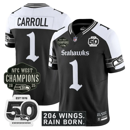 SEA 2026 NFC West Champions 'Gothic Rain City Shadows Edition' Jersey - 50th Anniversary Patch - Stitched