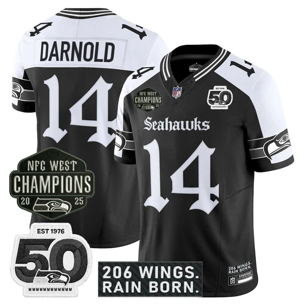 SEA 2026 NFC West Champions 'Gothic Rain City Shadows Edition' Jersey - 50th Anniversary Patch - Stitched