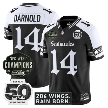 SEA 2026 NFC West Champions 'Gothic Rain City Shadows Edition' Jersey - 50th Anniversary Patch - Stitched