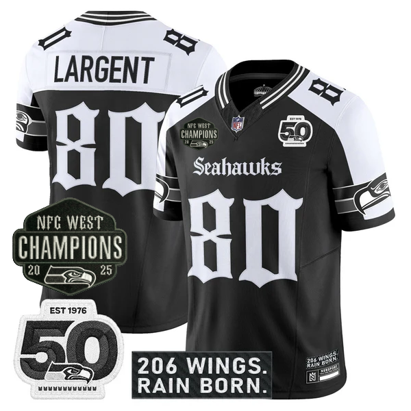 SEA 2026 NFC West Champions 'Gothic Rain City Shadows Edition' Jersey - 50th Anniversary Patch - Stitched