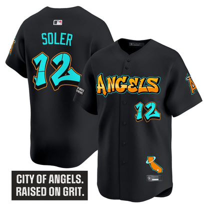 Men's Los Angeles Angels 'Graffiti Halo Drop Edition' Vapor Premier Limited Jersey - All Stitched