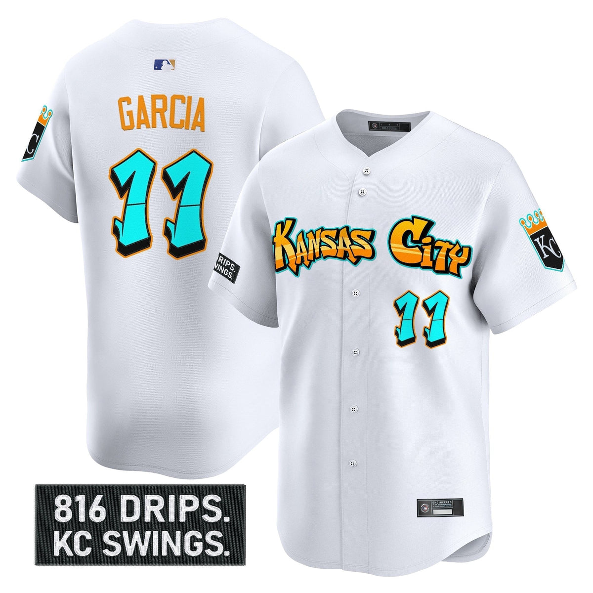 Men's Kansas City Royals 'Graffiti Crown Drop Edition' Vapor Premier Limited Jersey - All Stitched
