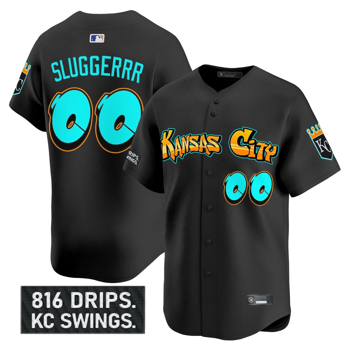 Men's Kansas City Royals 'Graffiti Crown Drop Edition' Vapor Premier Limited Jersey - All Stitched