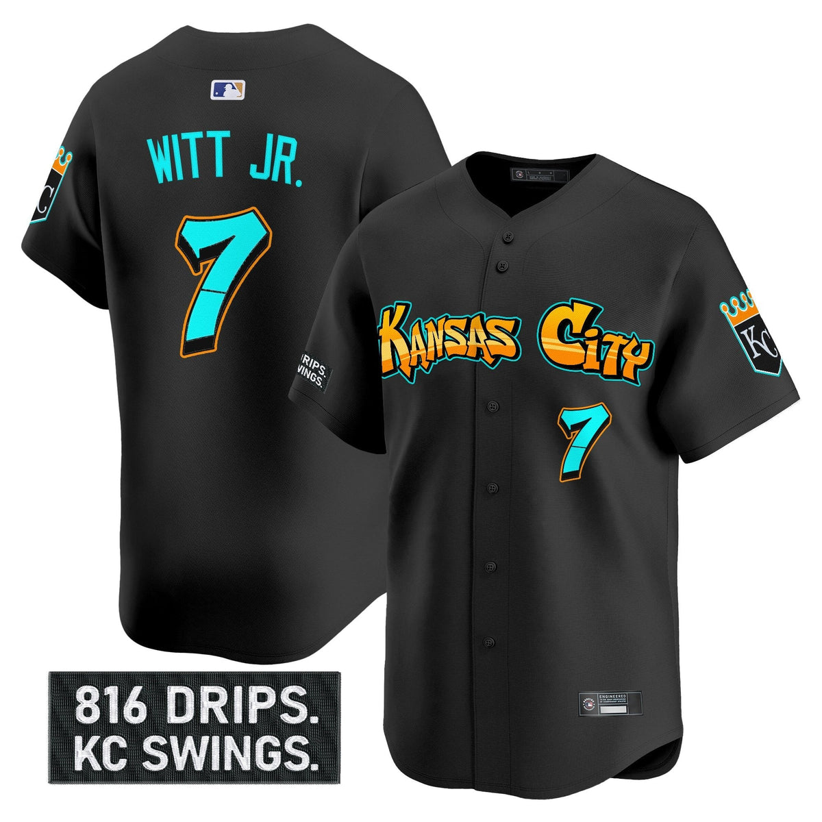 Men's Kansas City Royals 'Graffiti Crown Drop Edition' Vapor Premier Limited Jersey - All Stitched
