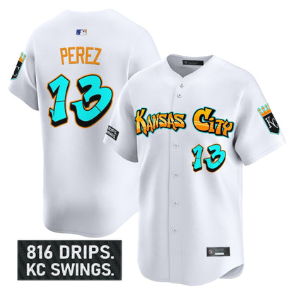 Men's Kansas City Royals 'Graffiti Crown Drop Edition' Vapor Premier Limited Jersey - All Stitched