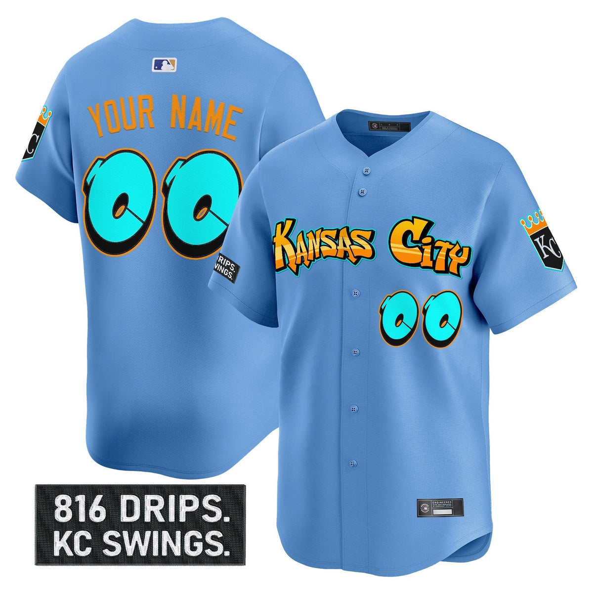Kansas City Royals 'Graffiti Crown Drop Edition' Vapor Premier Limited Custom Jersey - All Stitched