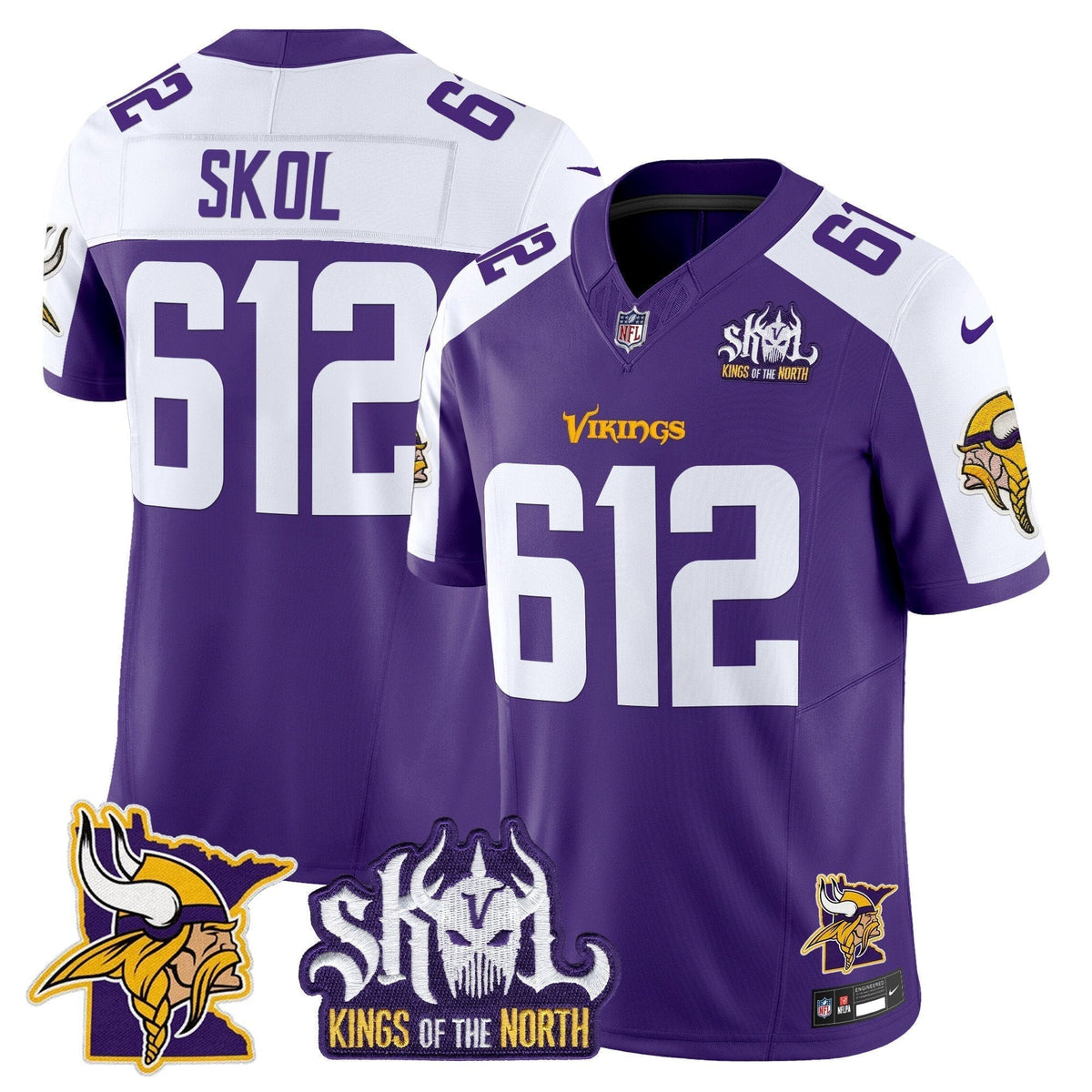 Men's Minnesota Vikings Kings Of The North Patch Vapor Limited Jersey V3 - All Stitched