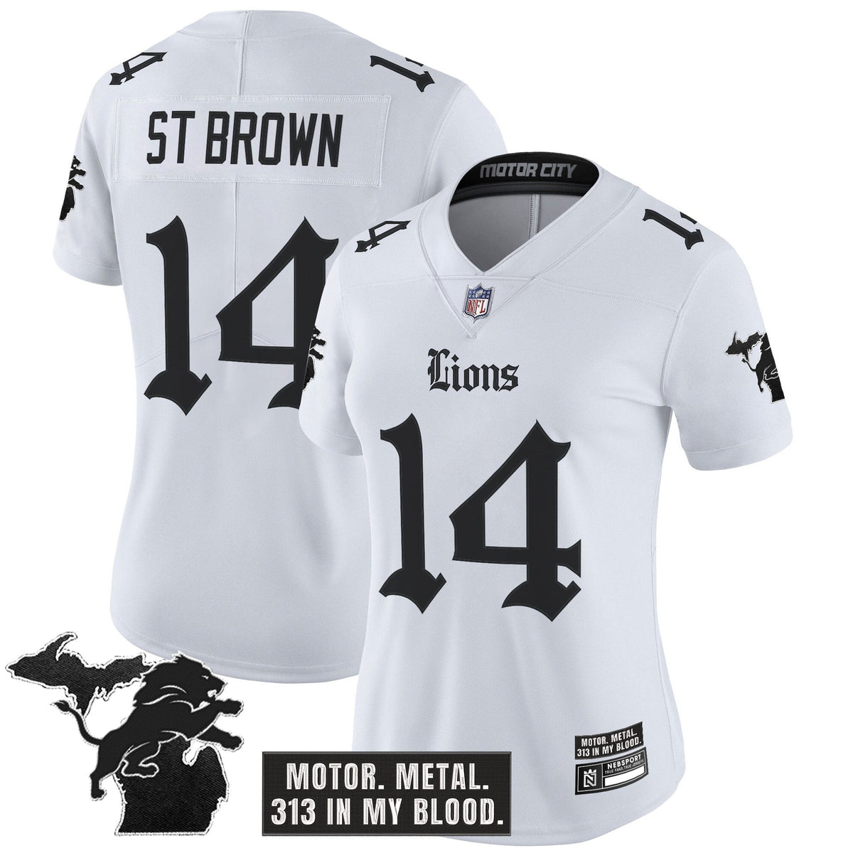 Women's Detroit Lions 'Gothic Motor Grit Edition' Vapor Limited Jersey - All Stitched
