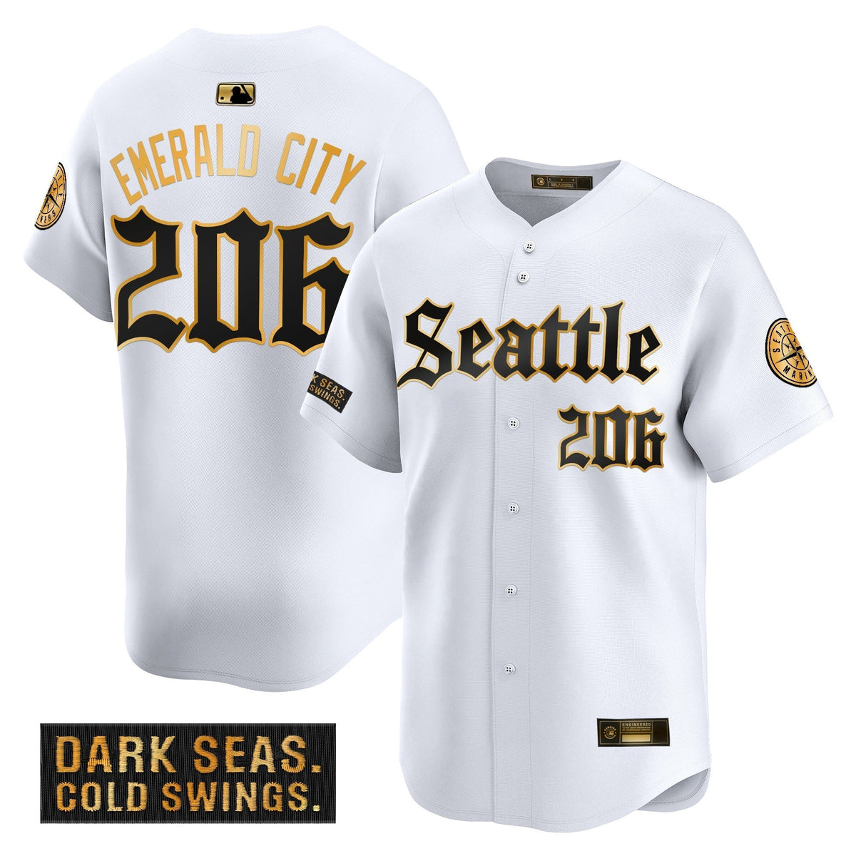 Men's Seattle Mariners 'Deep Sea Gothic Edition' Gold Vapor Premier Limited Jersey - All Stitched