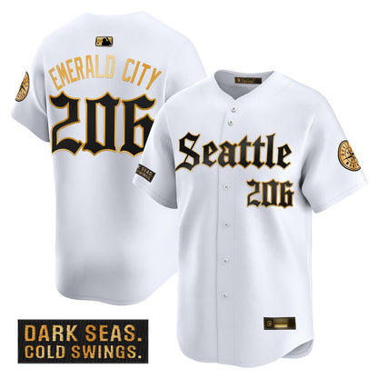 Men's Seattle Mariners 'Deep Sea Gothic Edition' Gold Vapor Premier Limited Jersey - All Stitched