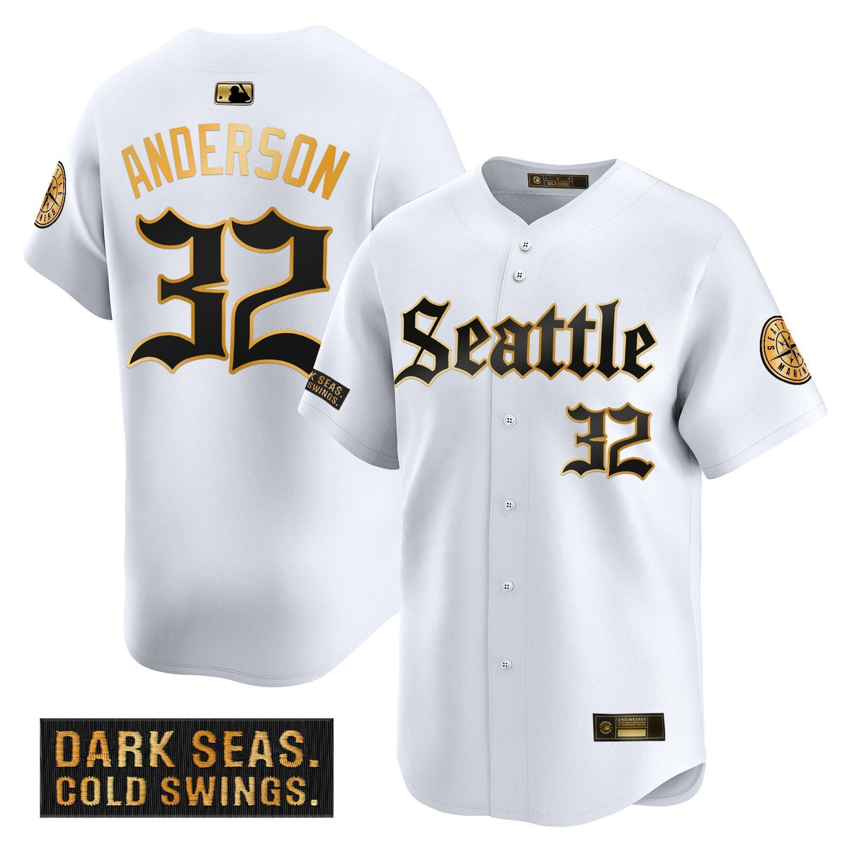 Men's Seattle Mariners 'Deep Sea Gothic Edition' Gold Vapor Premier Limited Jersey - All Stitched