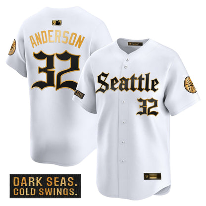 Men's Seattle Mariners 'Deep Sea Gothic Edition' Gold Vapor Premier Limited Jersey - All Stitched