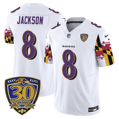 Men's Baltimore Ravens 'Maryland Flag Edition' Vapor Limited Jersey - 30th Anniversary Patch - All Stitched