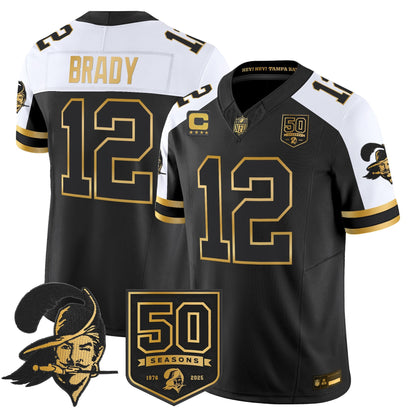 Men's Tampa Bay Buccaneers Throwback 50th Season Patch Gold Vapor Limited Jersey - All Stitched