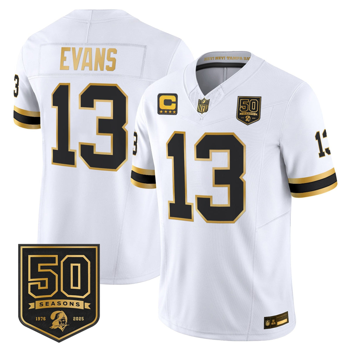 Men's Tampa Bay Buccaneers Throwback 50th Season Patch Gold Vapor Limited Jersey - All Stitched
