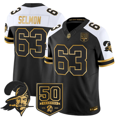 Men's Tampa Bay Buccaneers Throwback 50th Season Patch Gold Vapor Limited Jersey - All Stitched
