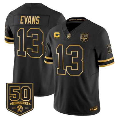 Men's Tampa Bay Buccaneers Throwback 50th Season Patch Gold Vapor Limited Jersey - All Stitched