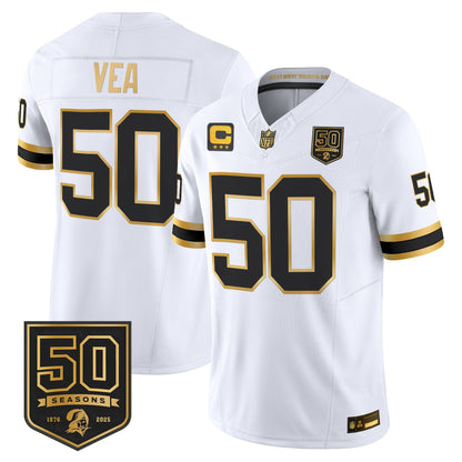 Men's Tampa Bay Buccaneers Throwback 50th Season Patch Gold Vapor Limited Jersey - All Stitched