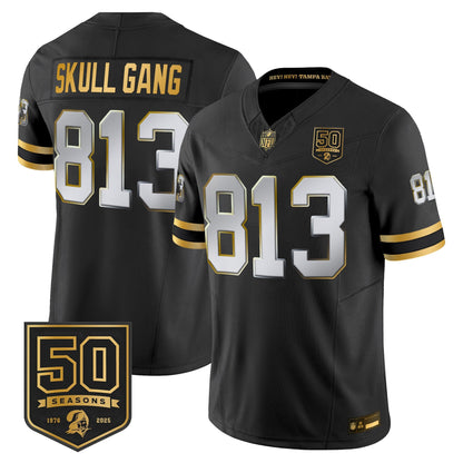 Men's Tampa Bay Buccaneers Throwback 50th Season Patch Gold Vapor Limited Jersey - All Stitched