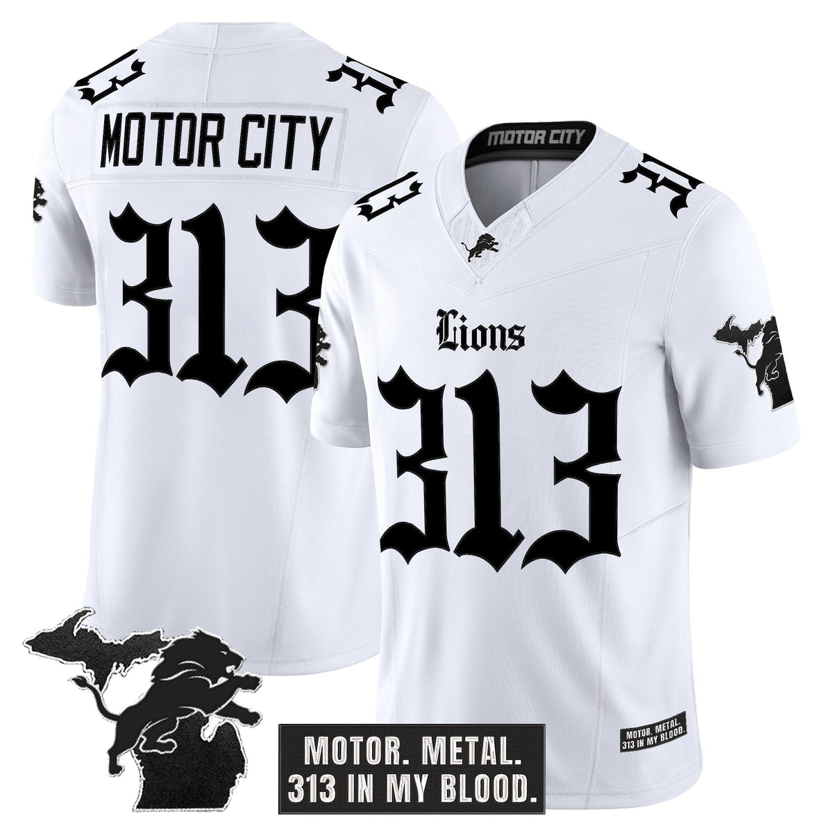 Men's Detroit Lions 'Gothic Motor Grit Edition' Vapor Limited Jersey V2 - All Stitched