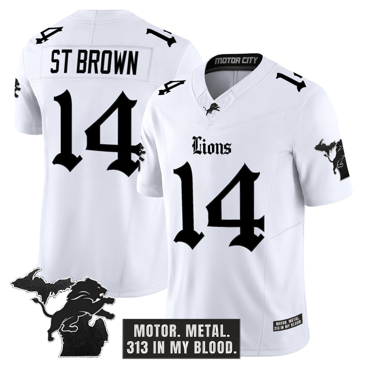 Men's Detroit Lions 'Gothic Motor Grit Edition' Vapor Limited Jersey V2 - All Stitched