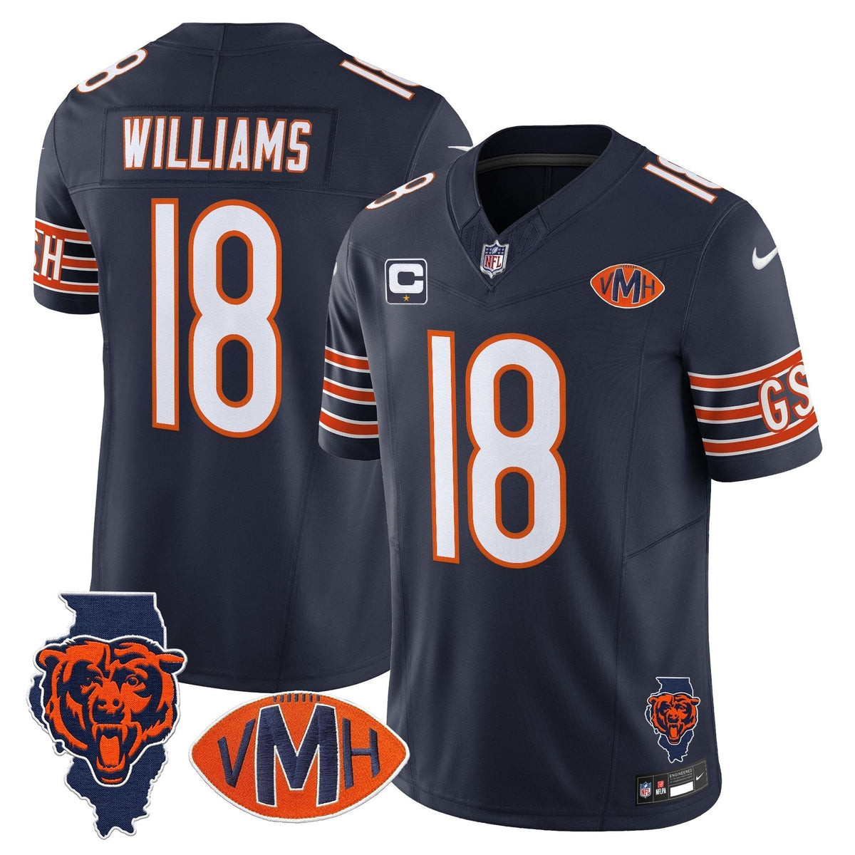 Men's Chicago Bears Virginia McCaskey Memorial Patch Vapor Jersey - All Stitched